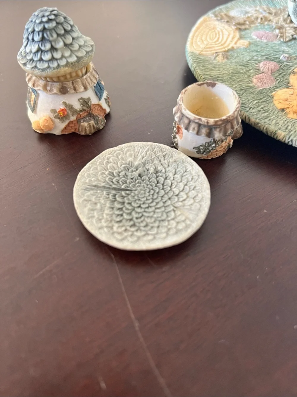 Whimsical Mushroom Cottage Tea Set - Pastel Green